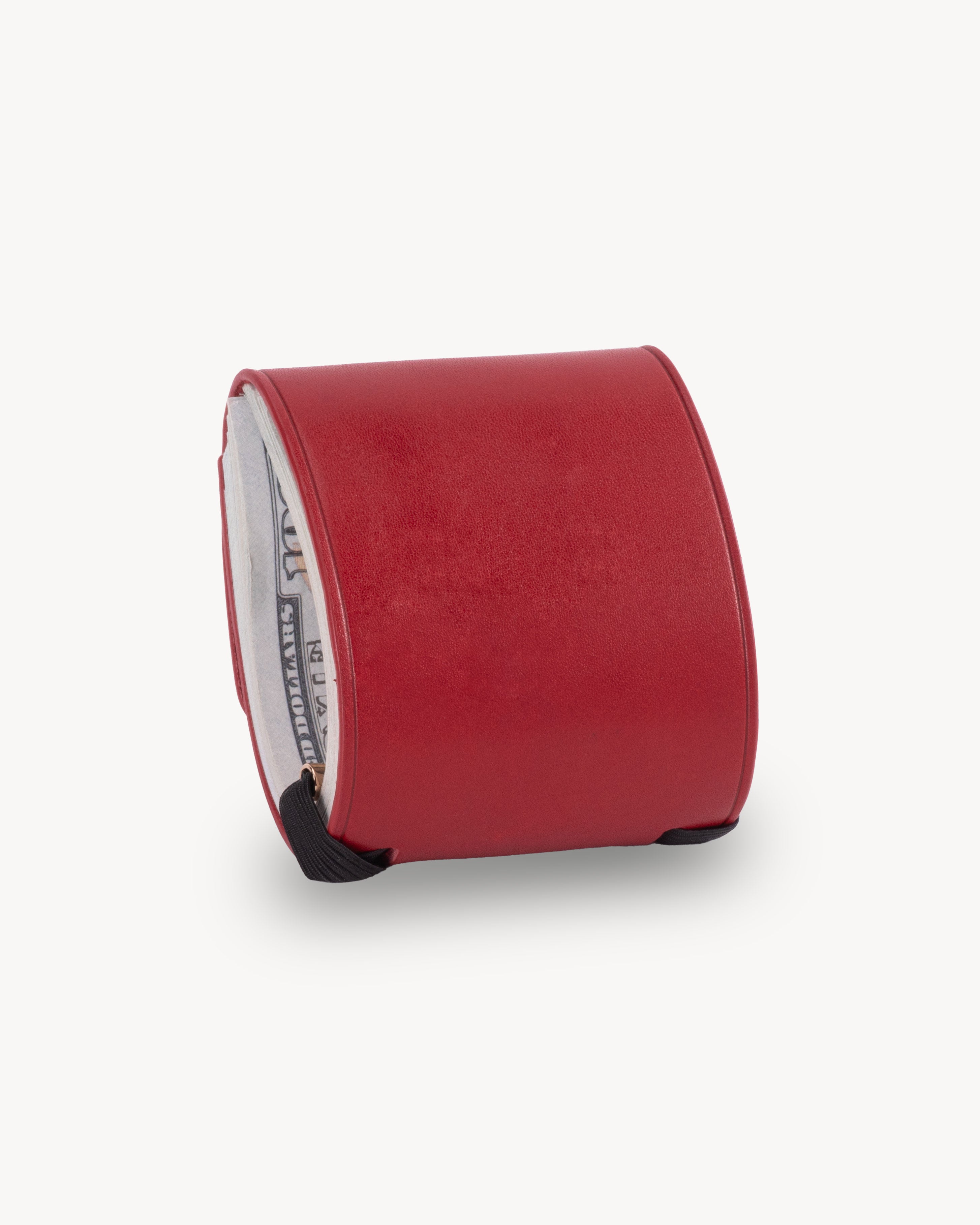 Red Full Grain Leather Cash Wrap Wallet - Red