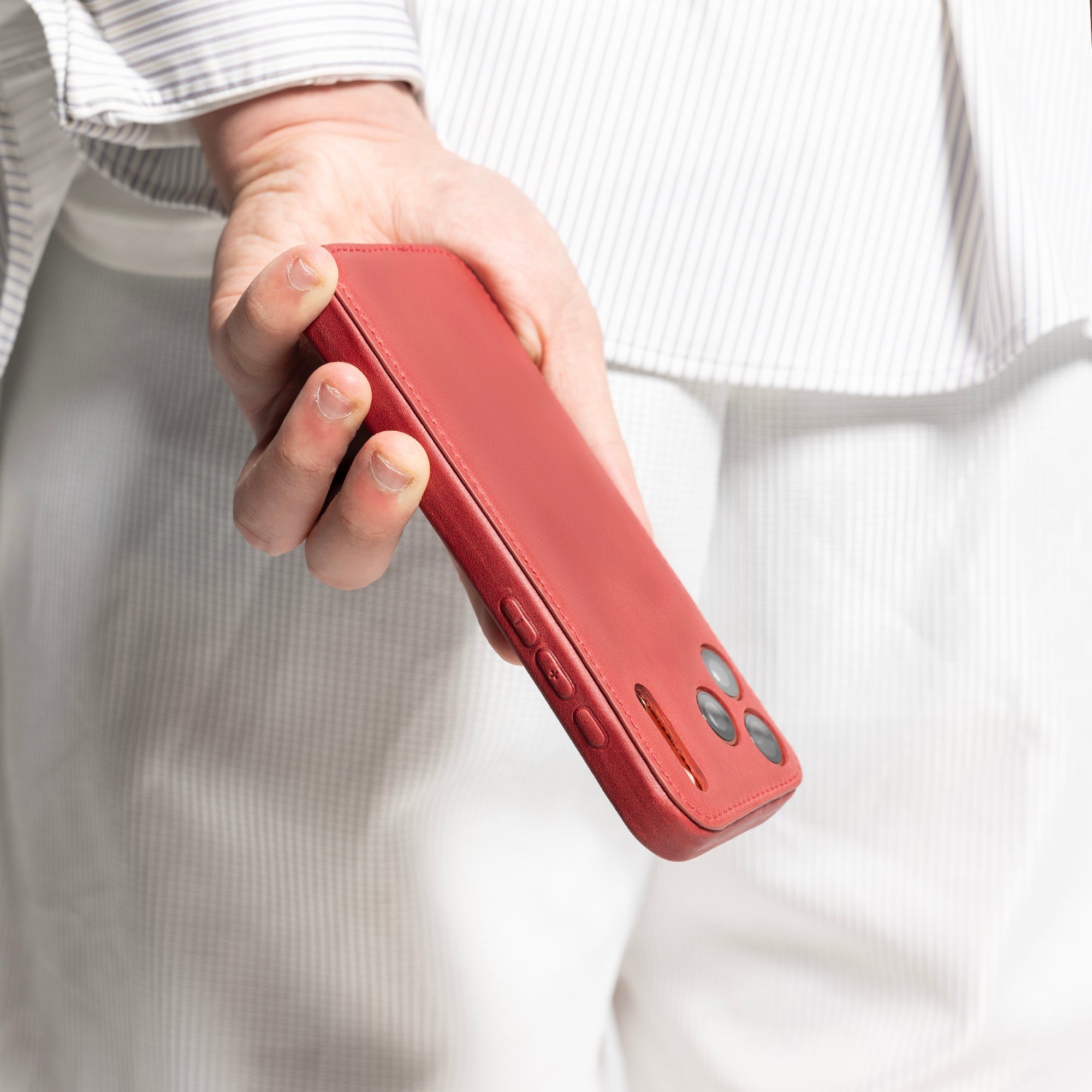Burgundy Vegetable-Tanned Leather iPhone Case