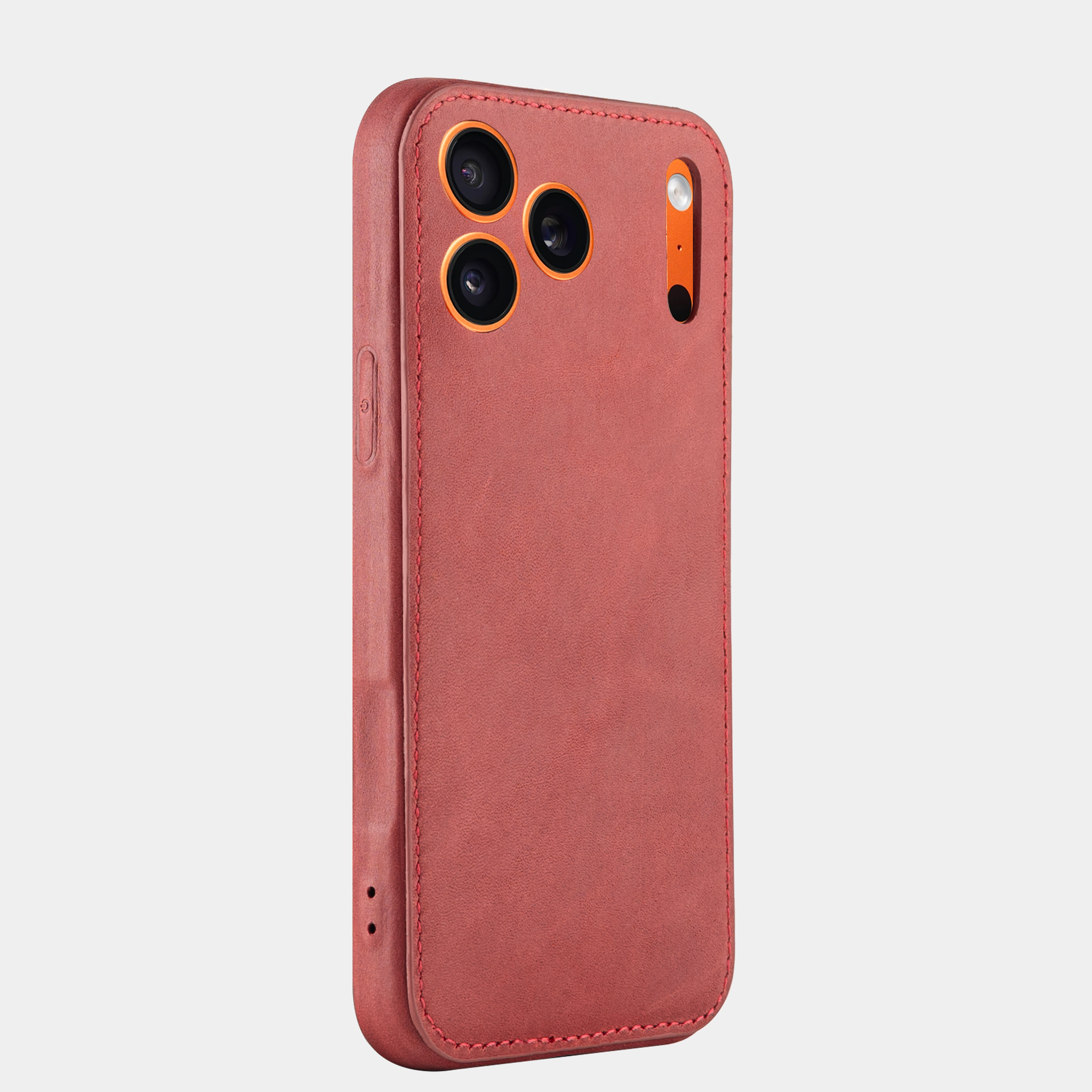 Burgundy Vegetable-Tanned Leather iPhone Case