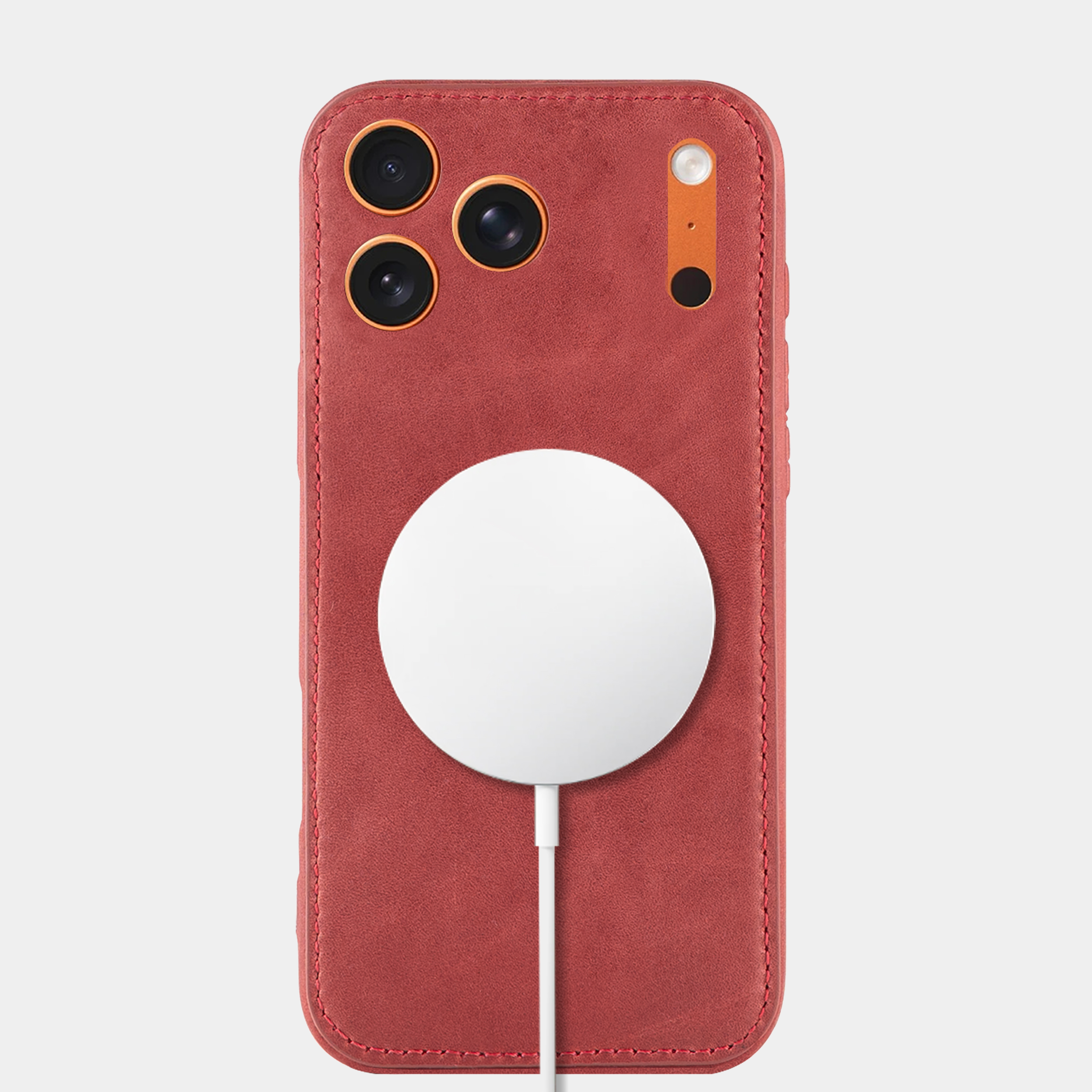 Burgundy Vegetable-Tanned Leather iPhone Case