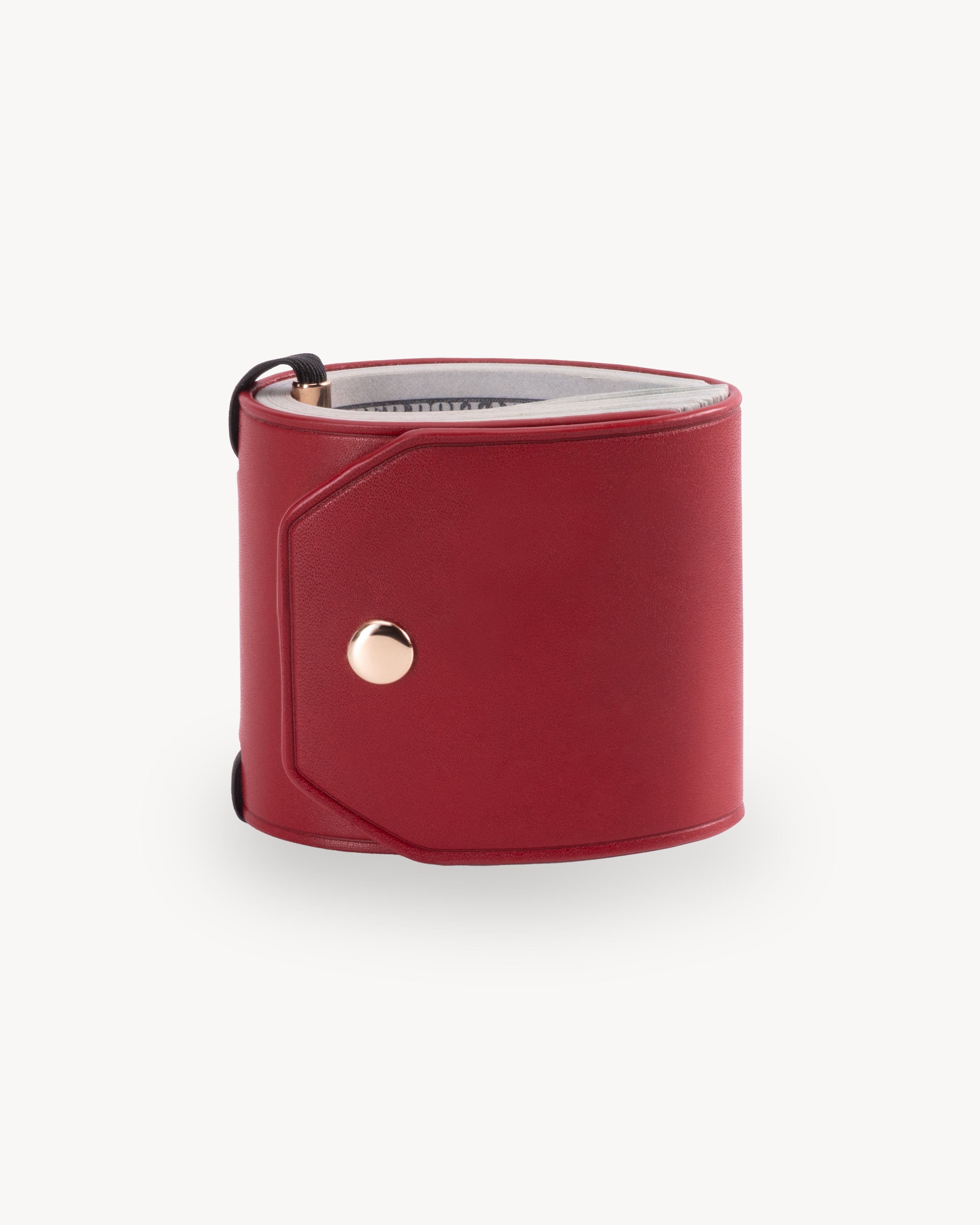 Red Full Grain Leather Cash Wrap Wallet - Red