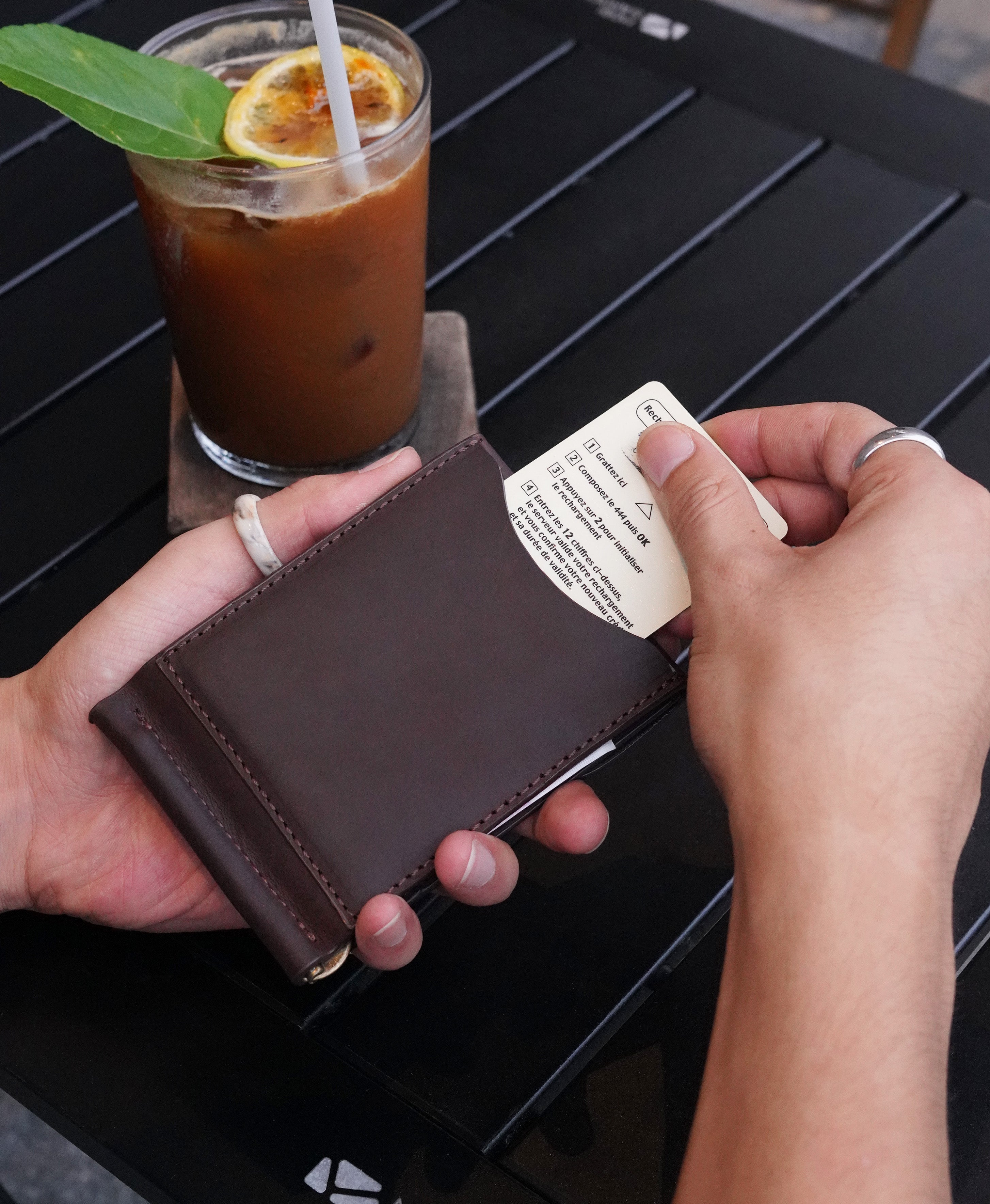 Full-Grain Crazy Horse Leather Money Clip Wallet