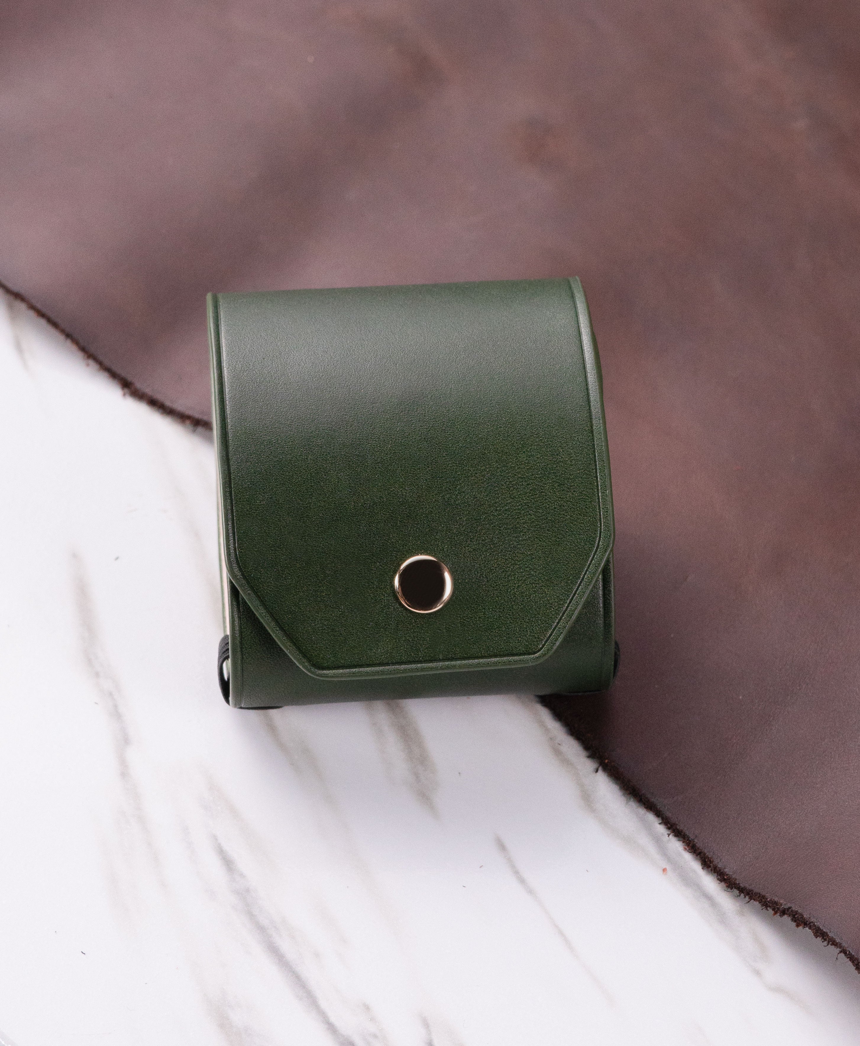 Forest Green full-grain saddle leather cash wrap wallet lifestyle view 3