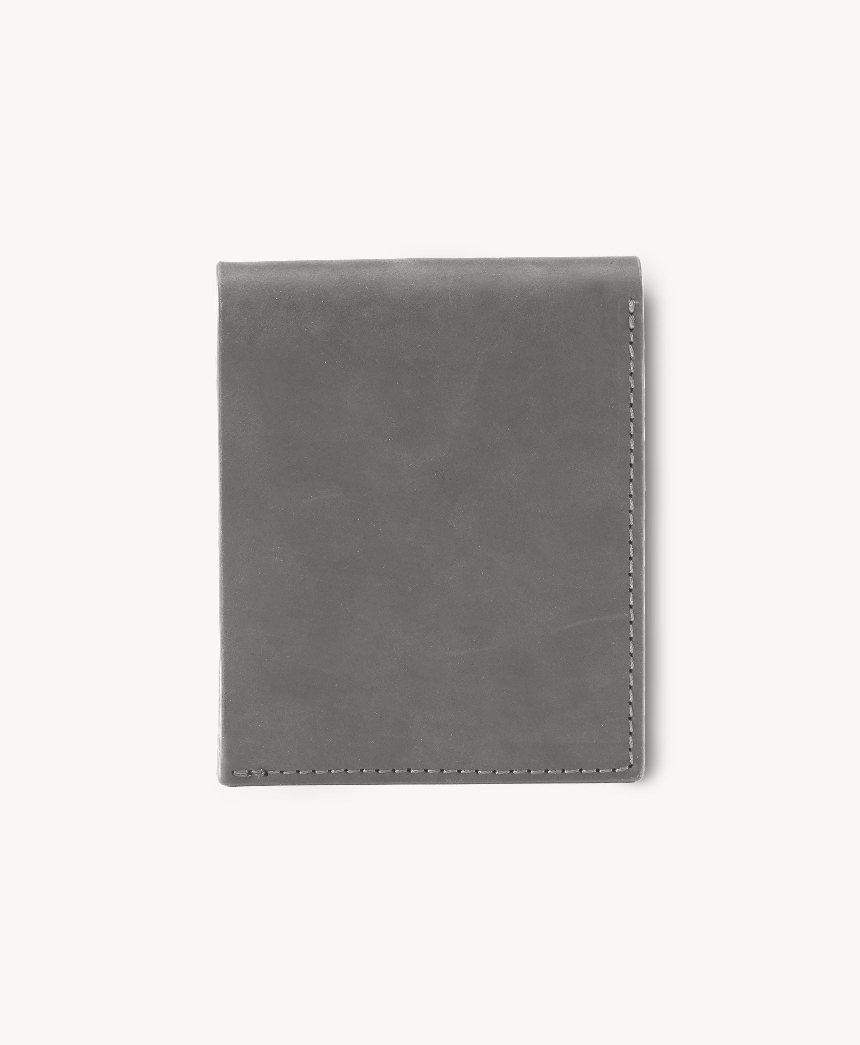 Charcoal Gray Crazy Horse Leather Vertical Bifold Wallet - back view