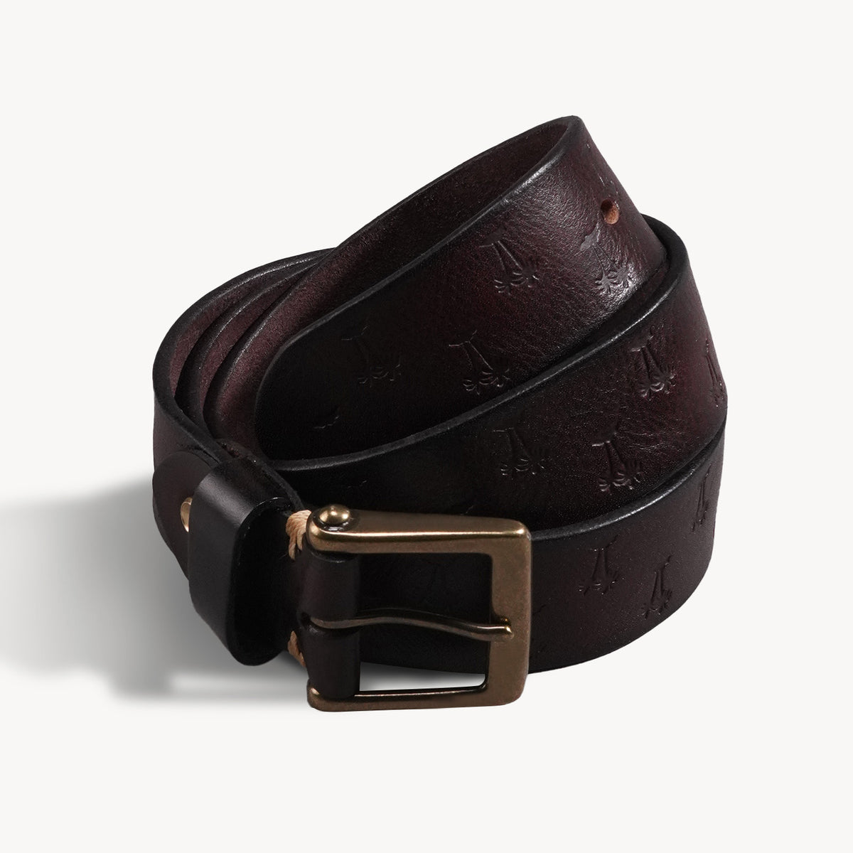 KAKAVY Cinturón estampado cuero de plena flor en marrón oscuro - vista de producto 6