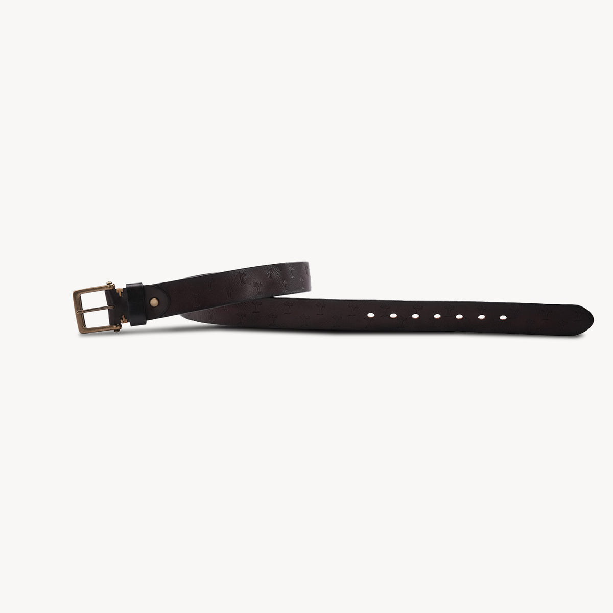 KAKAVY Cinturón en relieve cuero de plena flor en marrón oscuro - vista de producto 7
