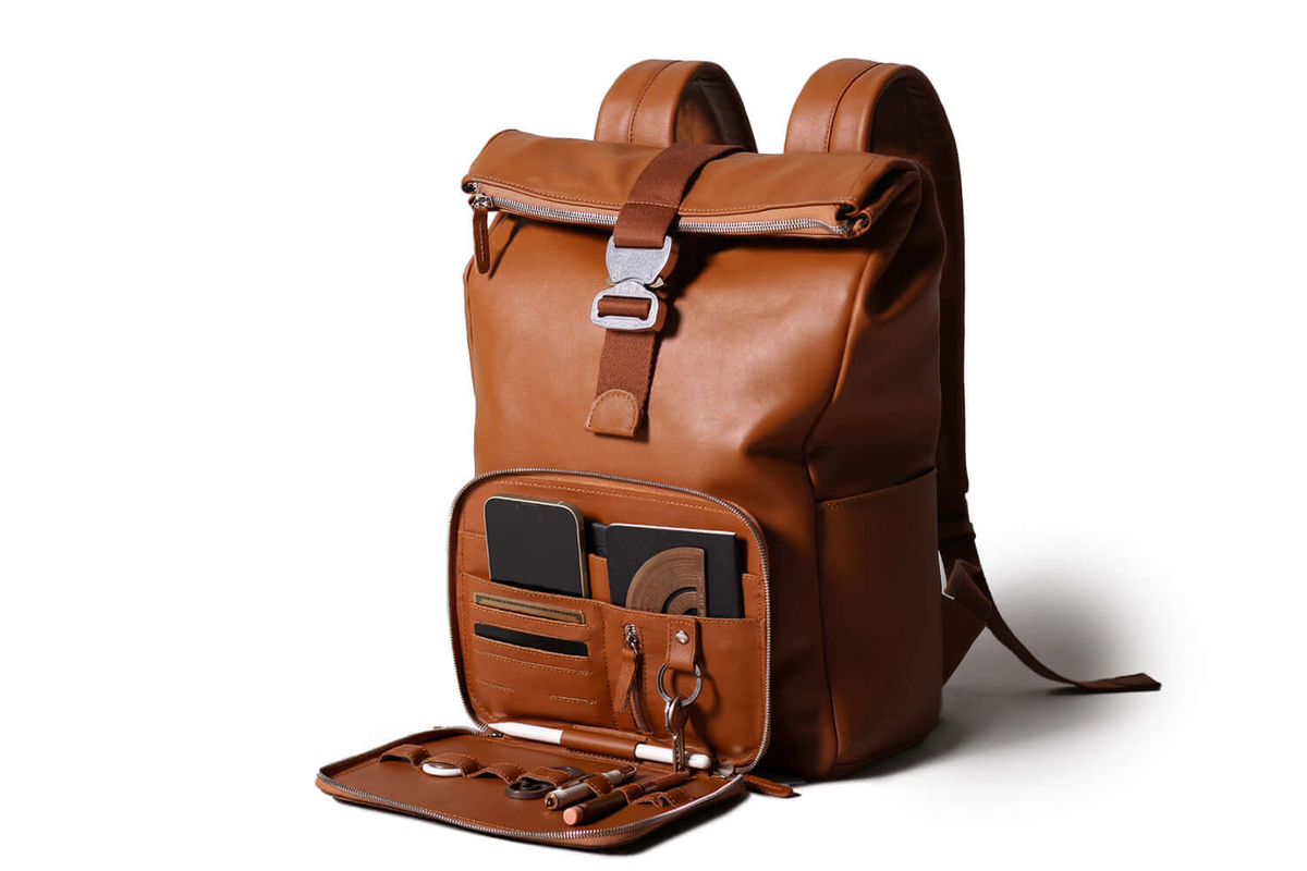KAKAVY Leather Roll Top Backpack — product view 1