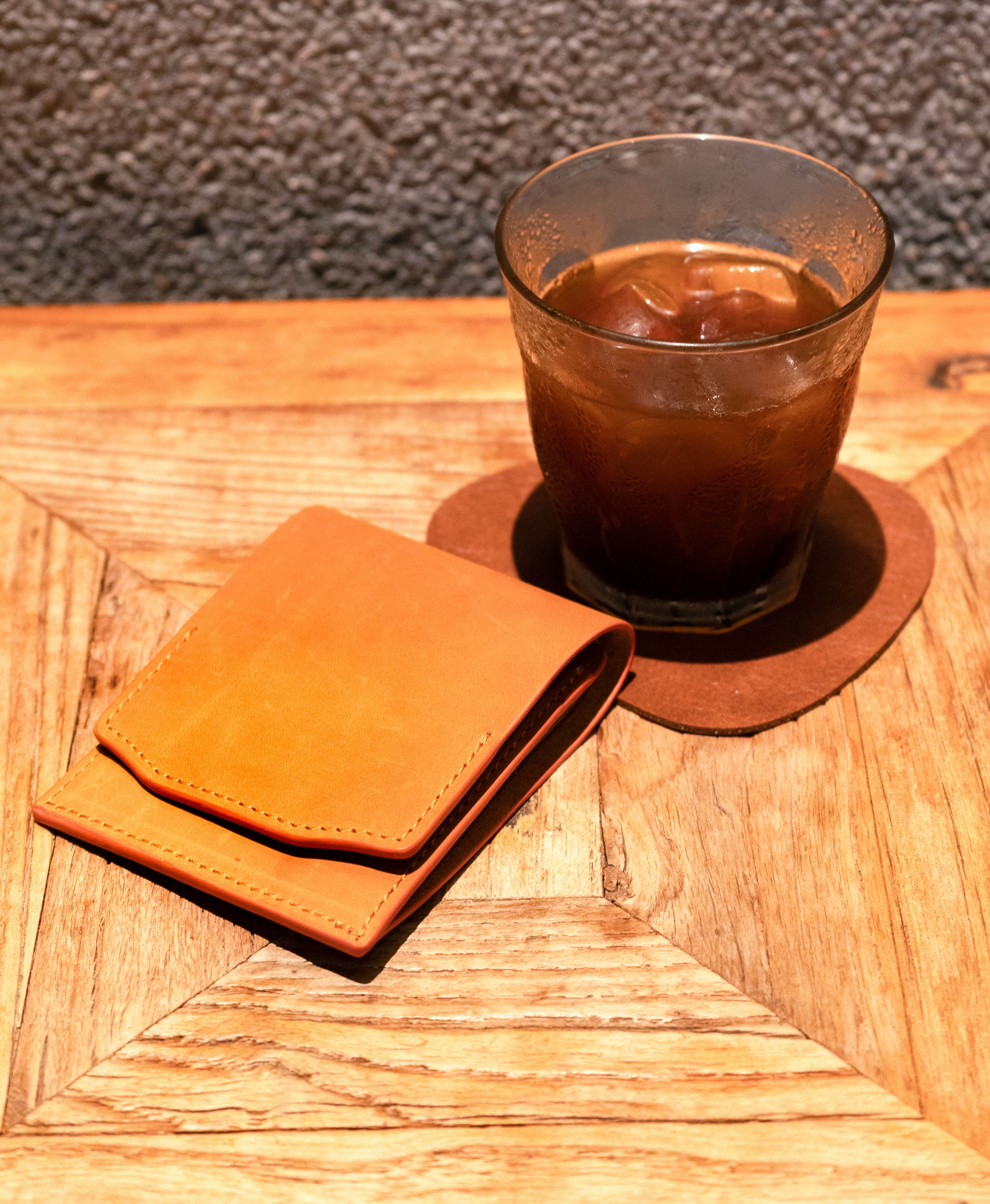 Honey Tan Full-Grain Crazy Horse Leather Vertical Bifold Wallet - product view 7