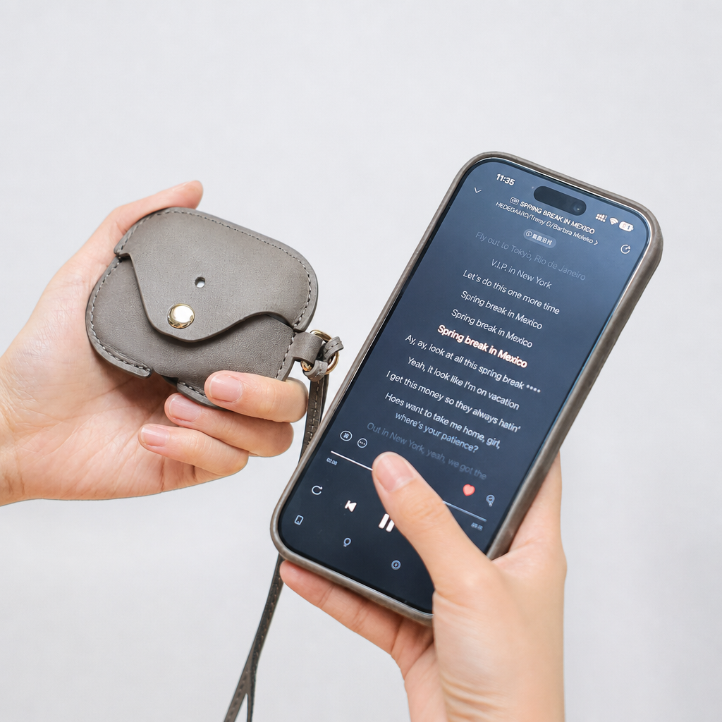 Slate Gray Full Grain Leather AirPods Case