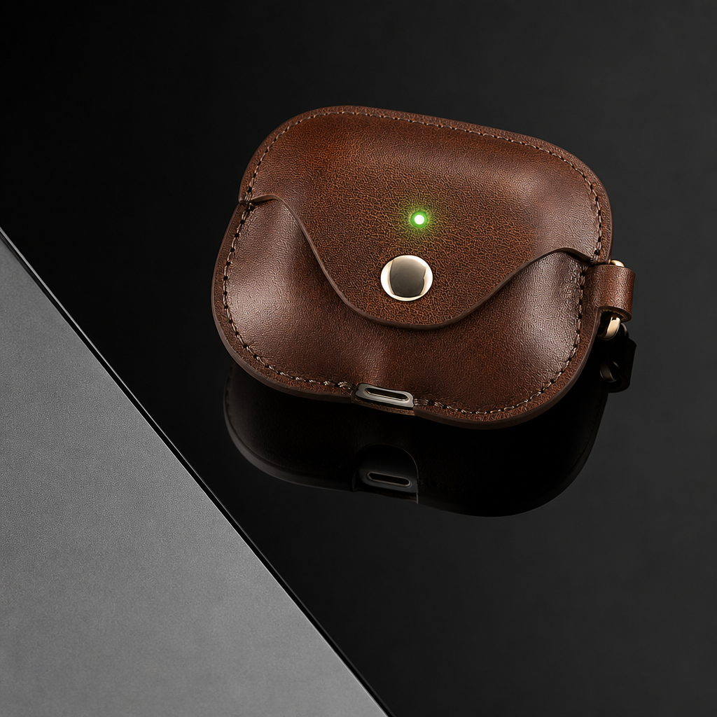 Espresso Brown Full Grain Leather AirPods Case