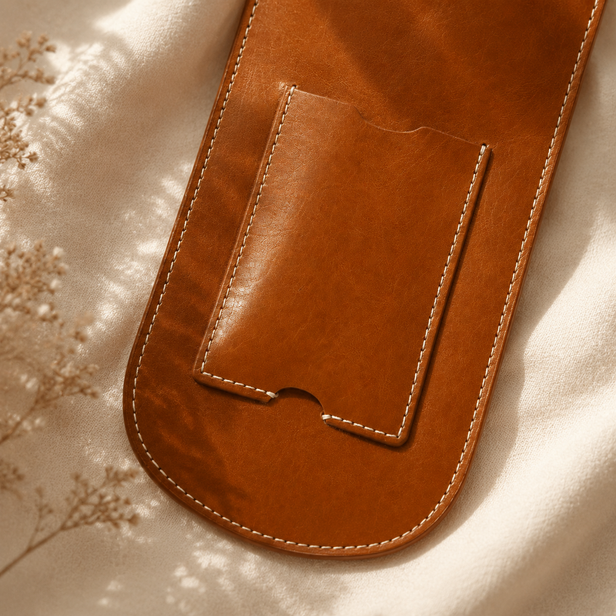 Honey Tan Leather Phone Crossbody Bag