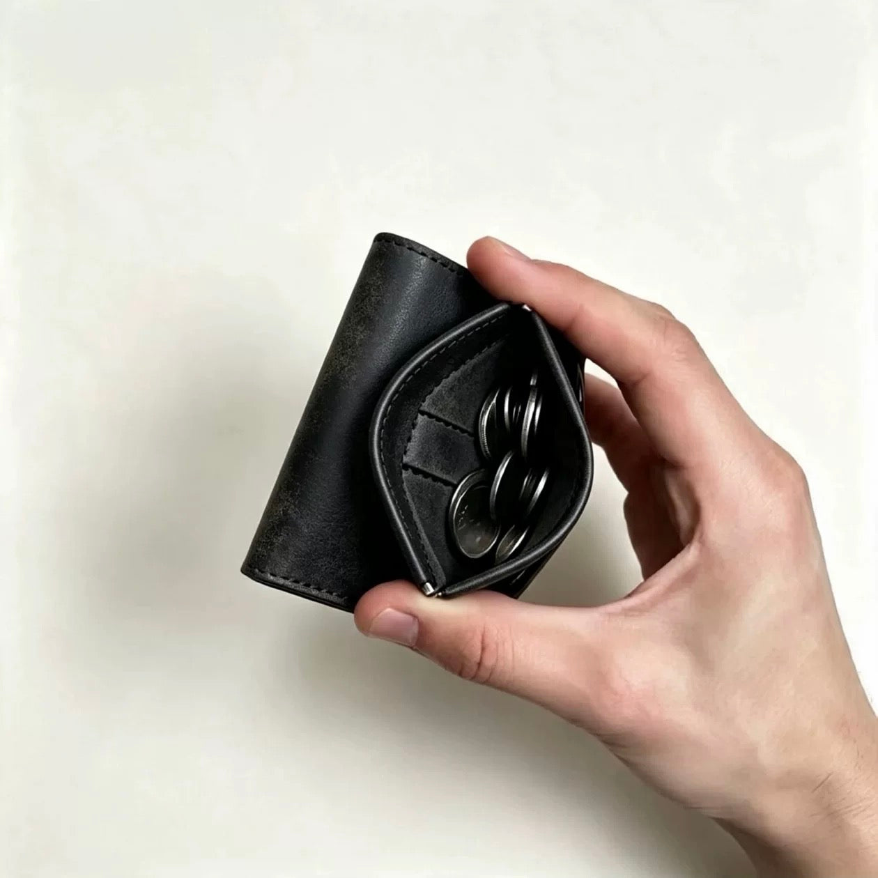 Handmade Full-Grain Leather Trifold Wallet with Coin Pocket