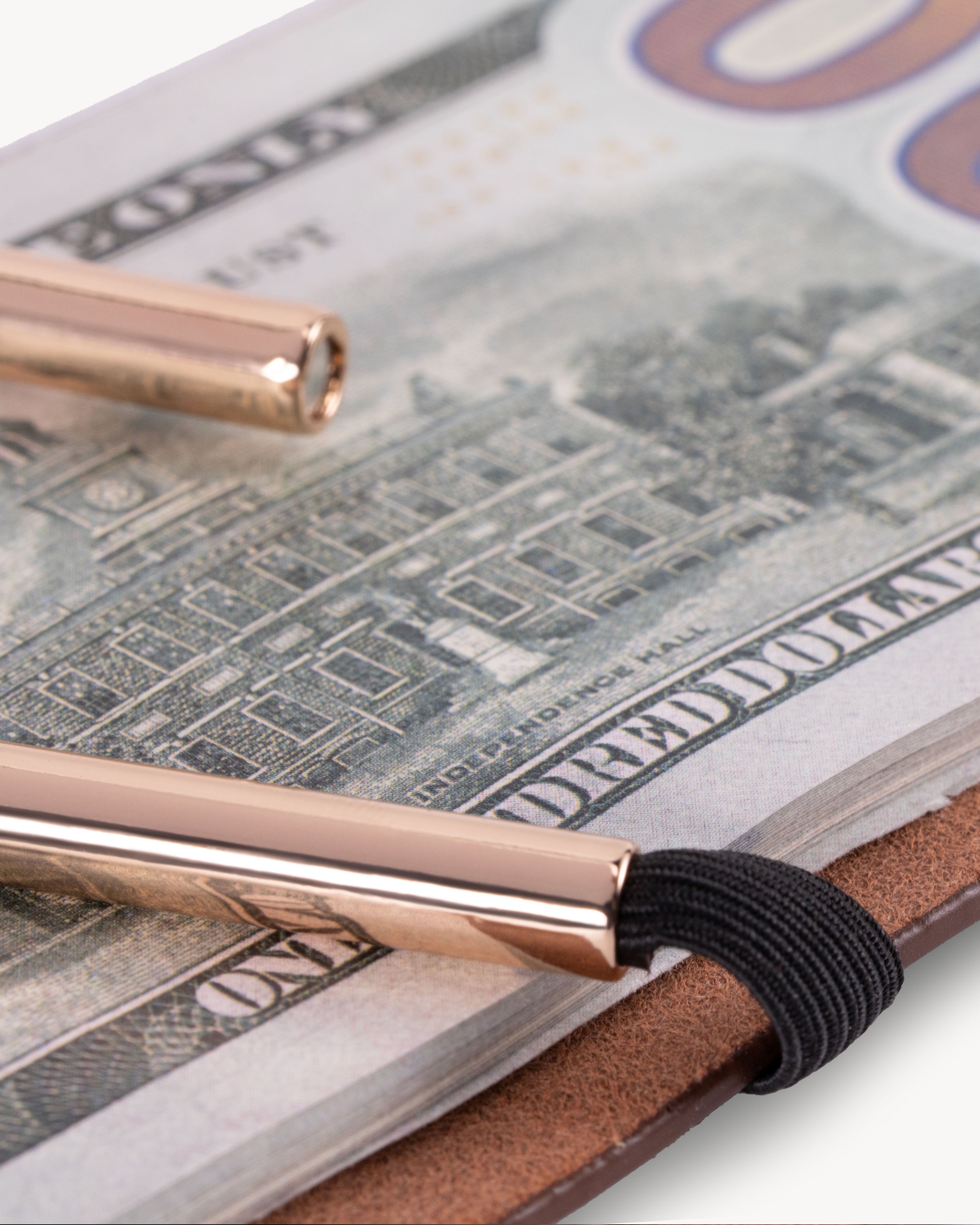 Brown Full Grain Leather Cash Wrap Wallet - Brown