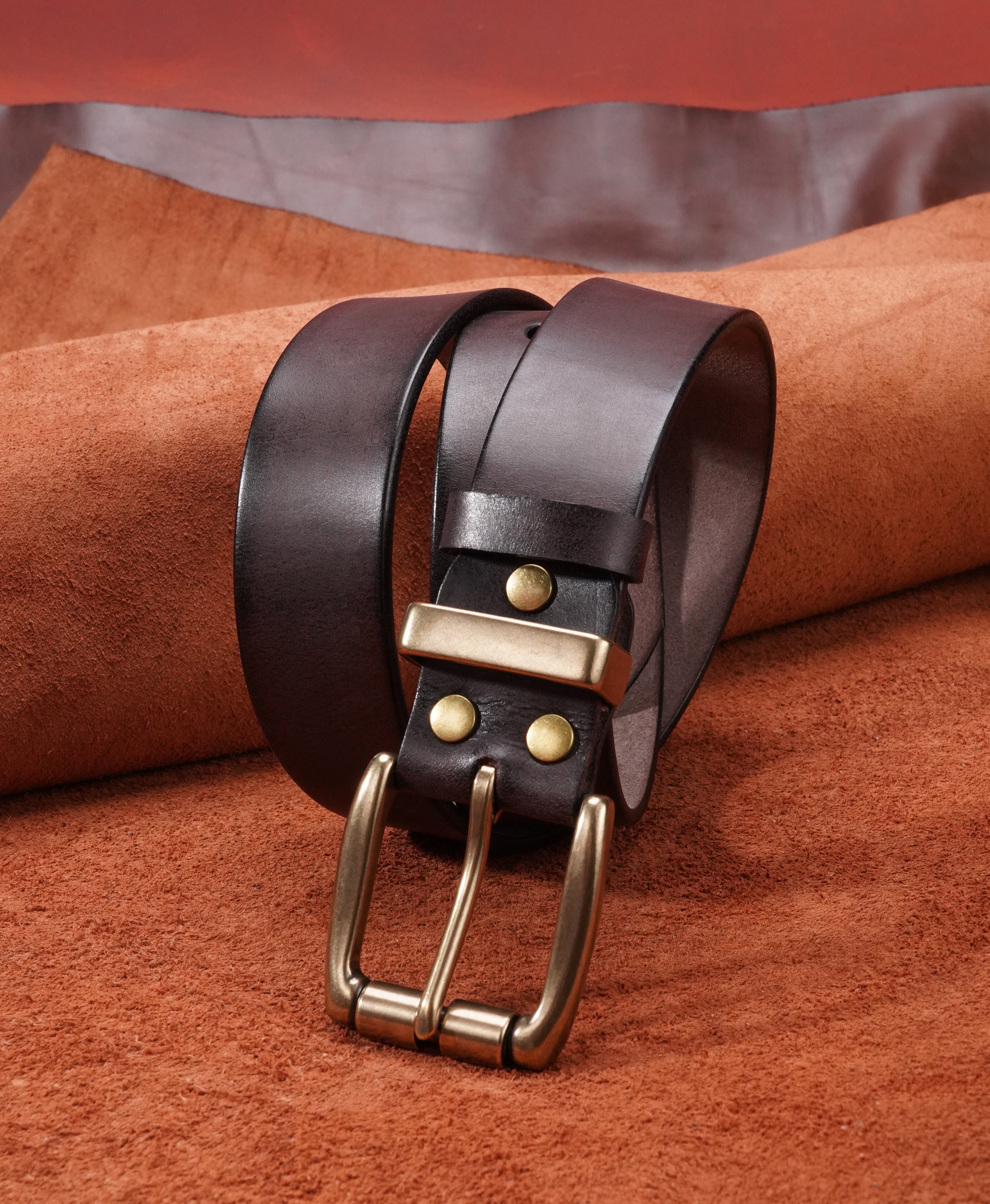 Brown Handmade Cowhide Leather Belt - product view 6