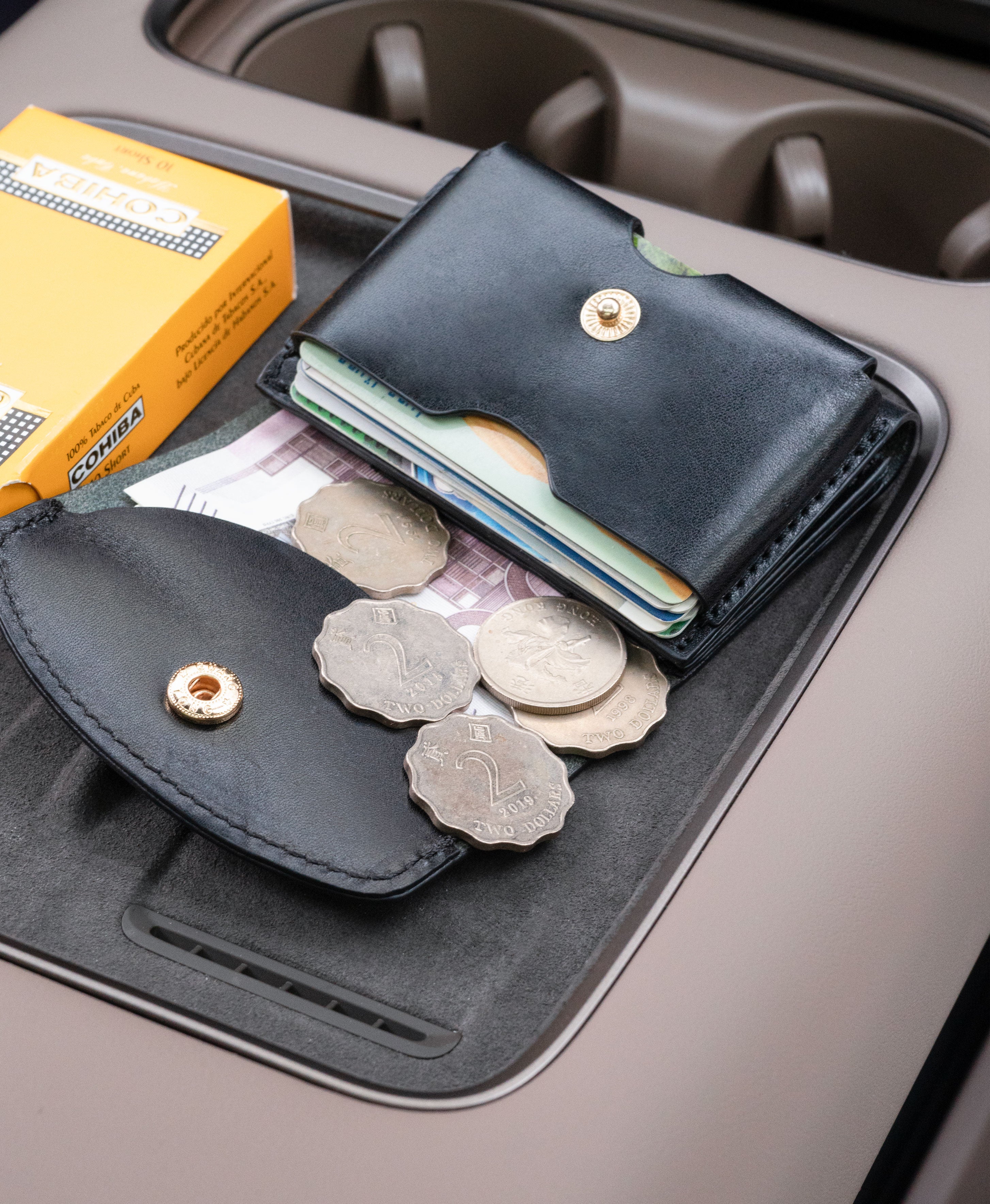 Black Full-Grain Saddle Leather Trifold Wallet - product view 8