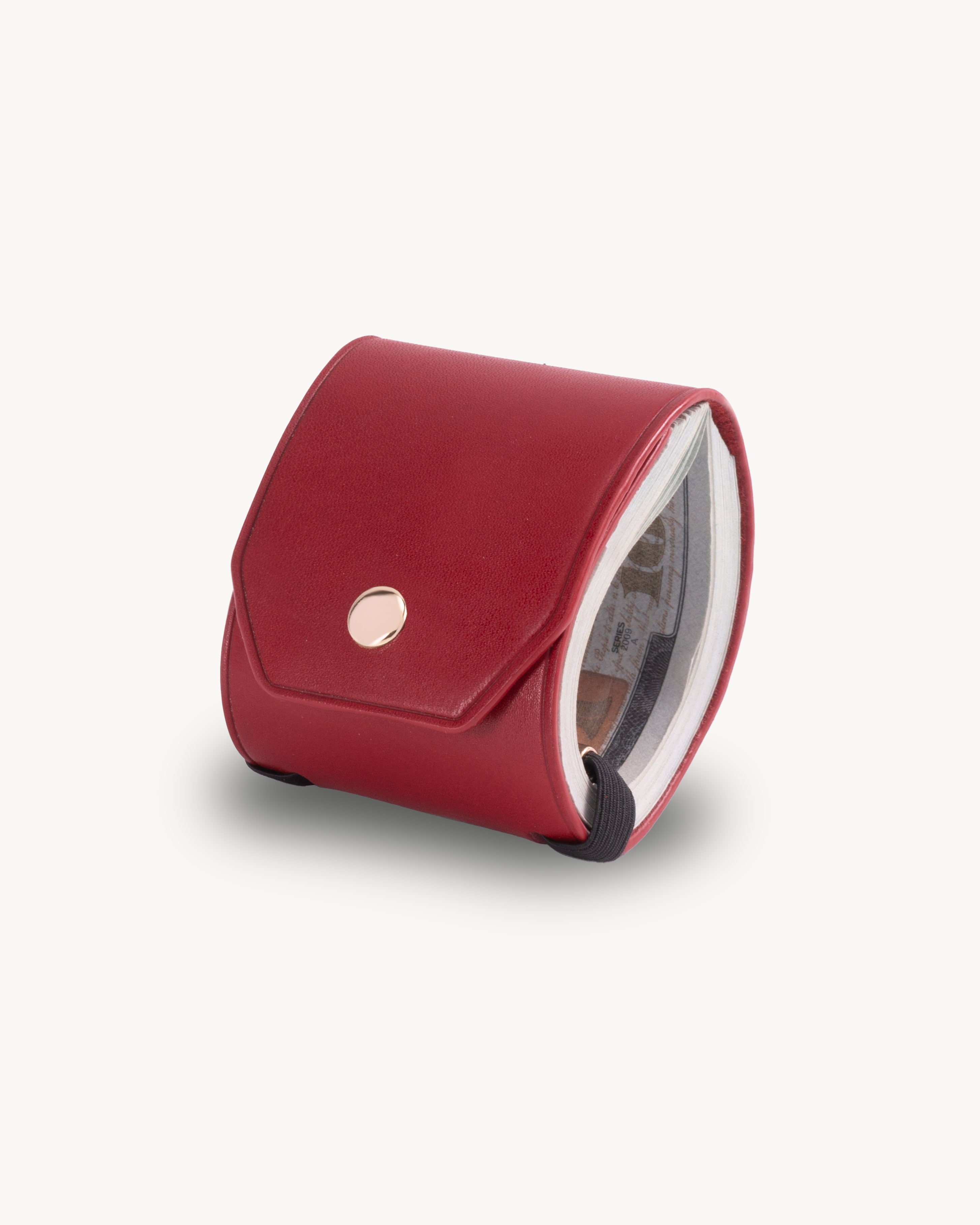 Red Full Grain Leather Cash Wrap Wallet - Red