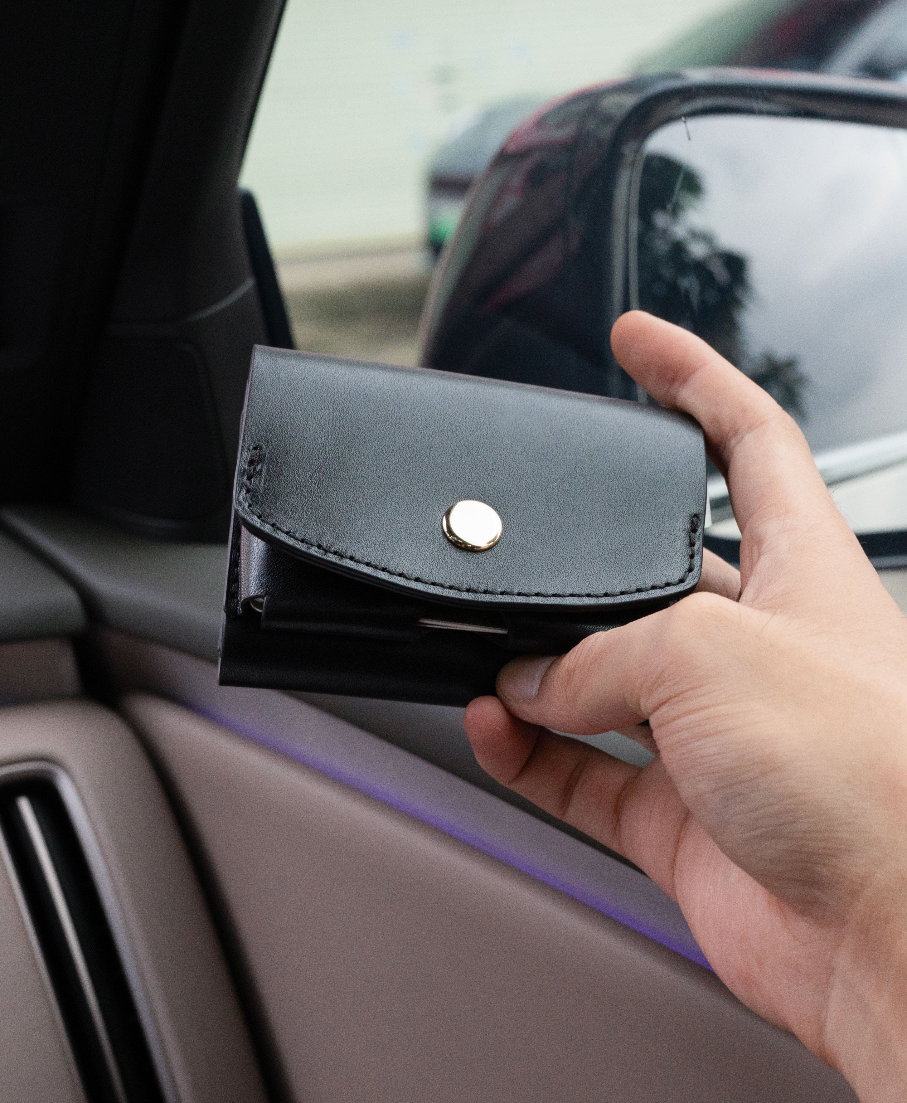 Black Full-Grain Saddle Leather Trifold Wallet - product view 6