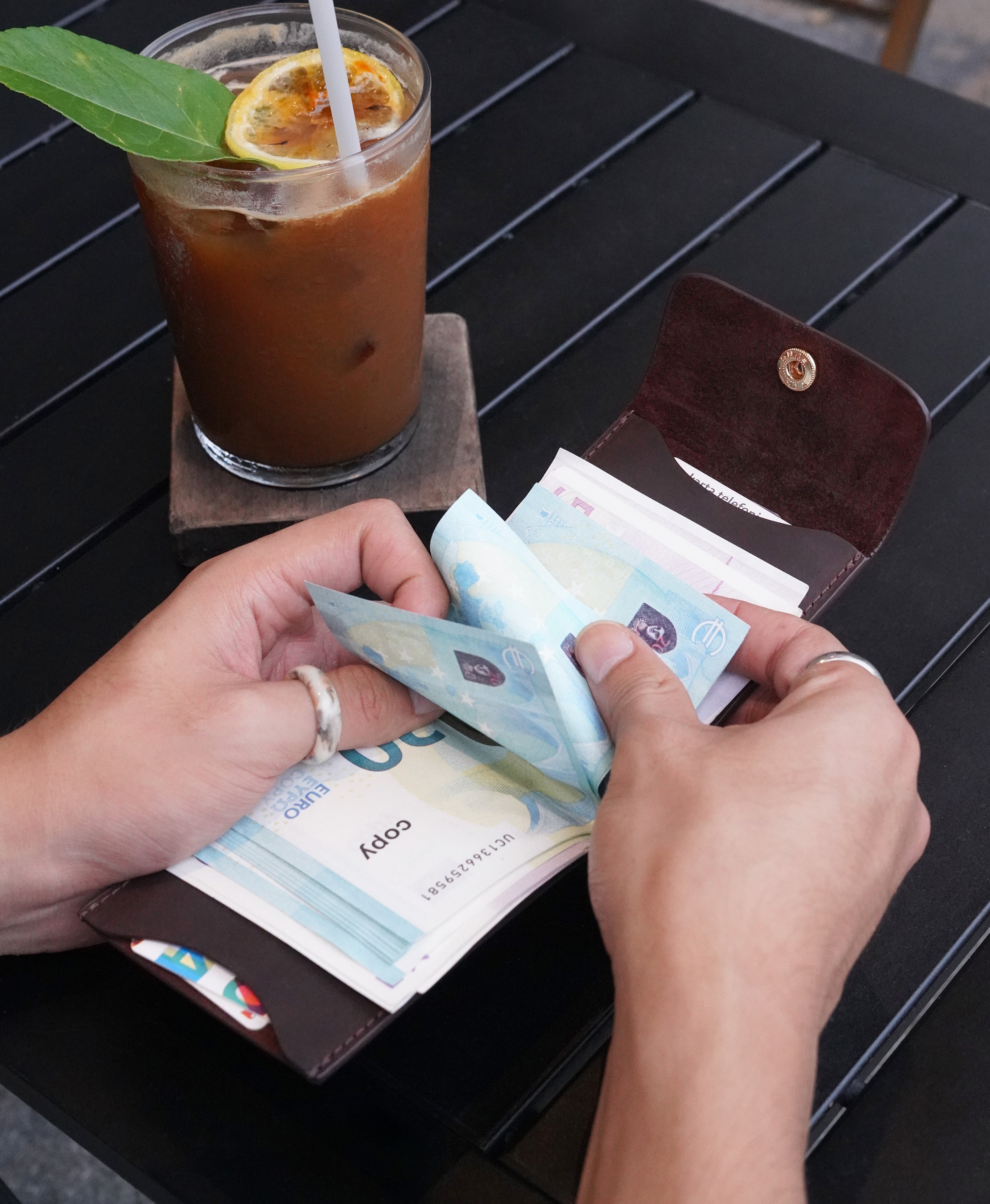 Full-Grain Crazy Horse Leather Money Clip Wallet