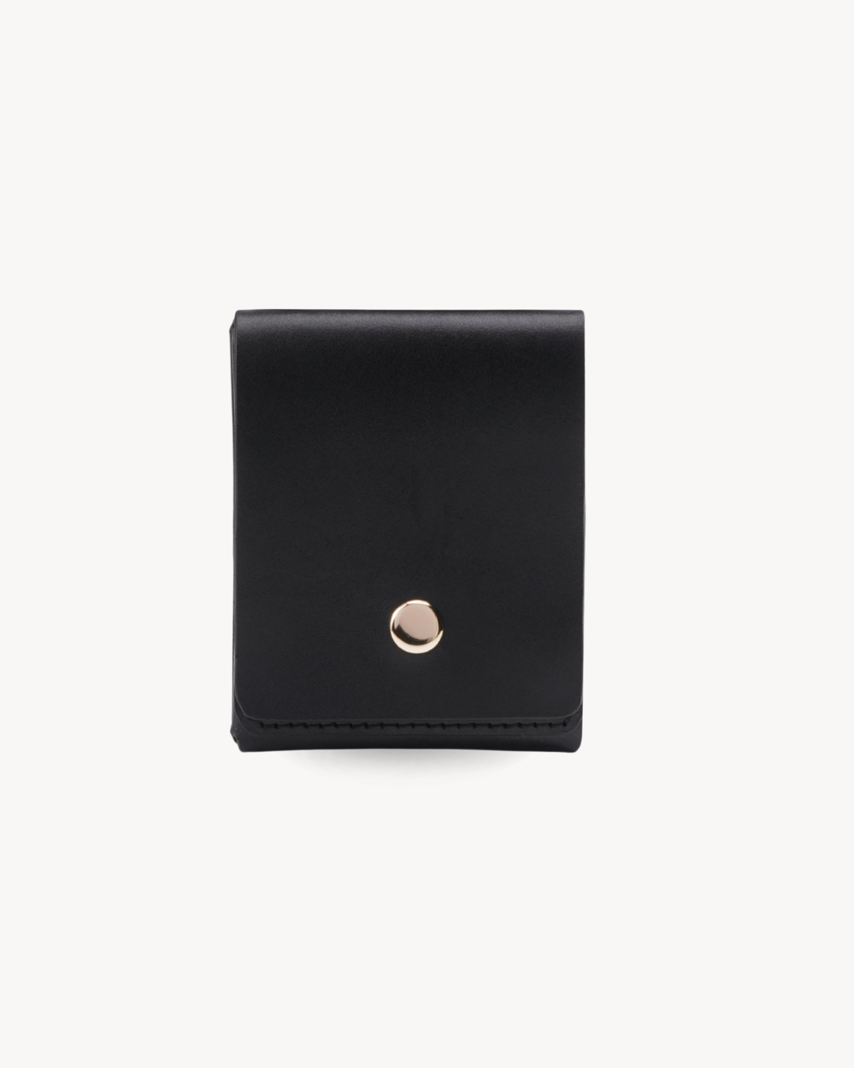 Handmade Full-Grain Saddle Leather Vertical Snap Wallet - front closed view