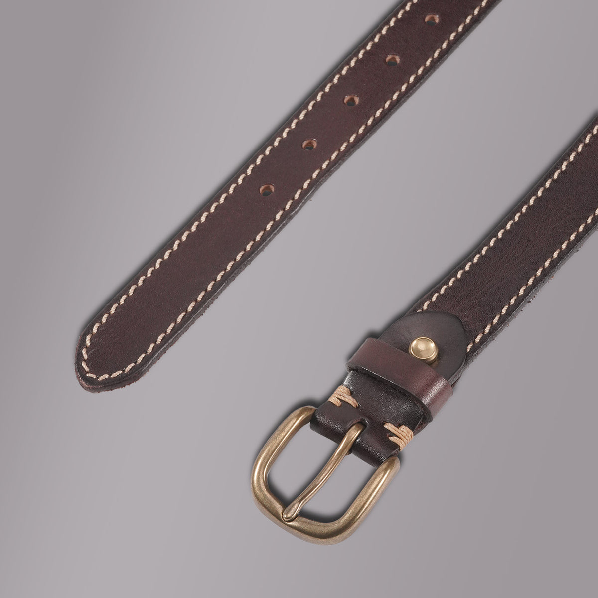 KAKAVY Contrast Stitch Full-Grain Leather Belt - styled detail 4