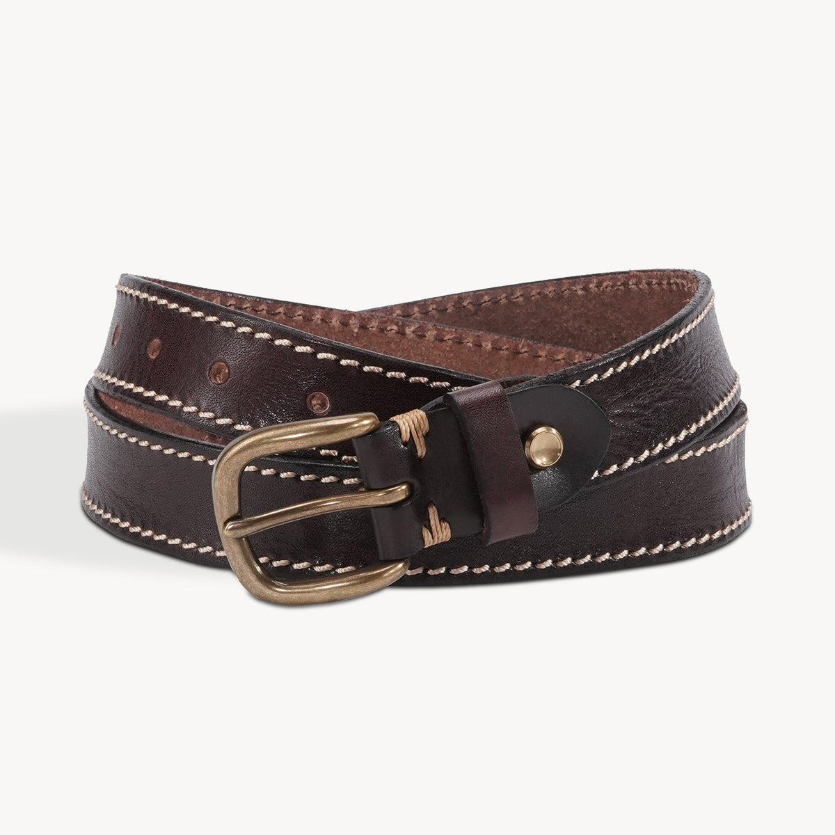 KAKAVY Contrast Stitch Full-Grain Leather Belt - product view 1
