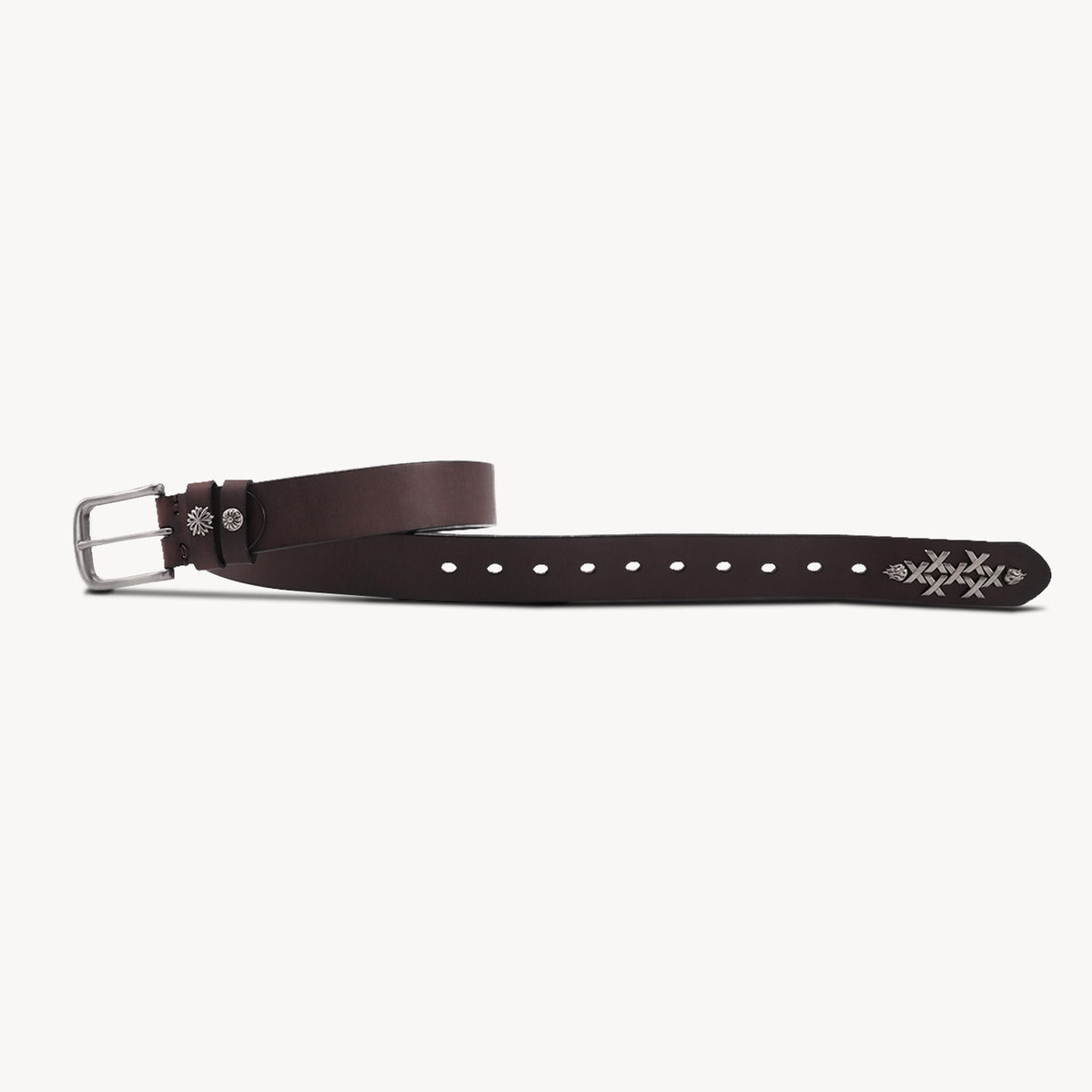 KAKAVY Cross Laced Full-Grain Leather Belt in dark brown - product view 6