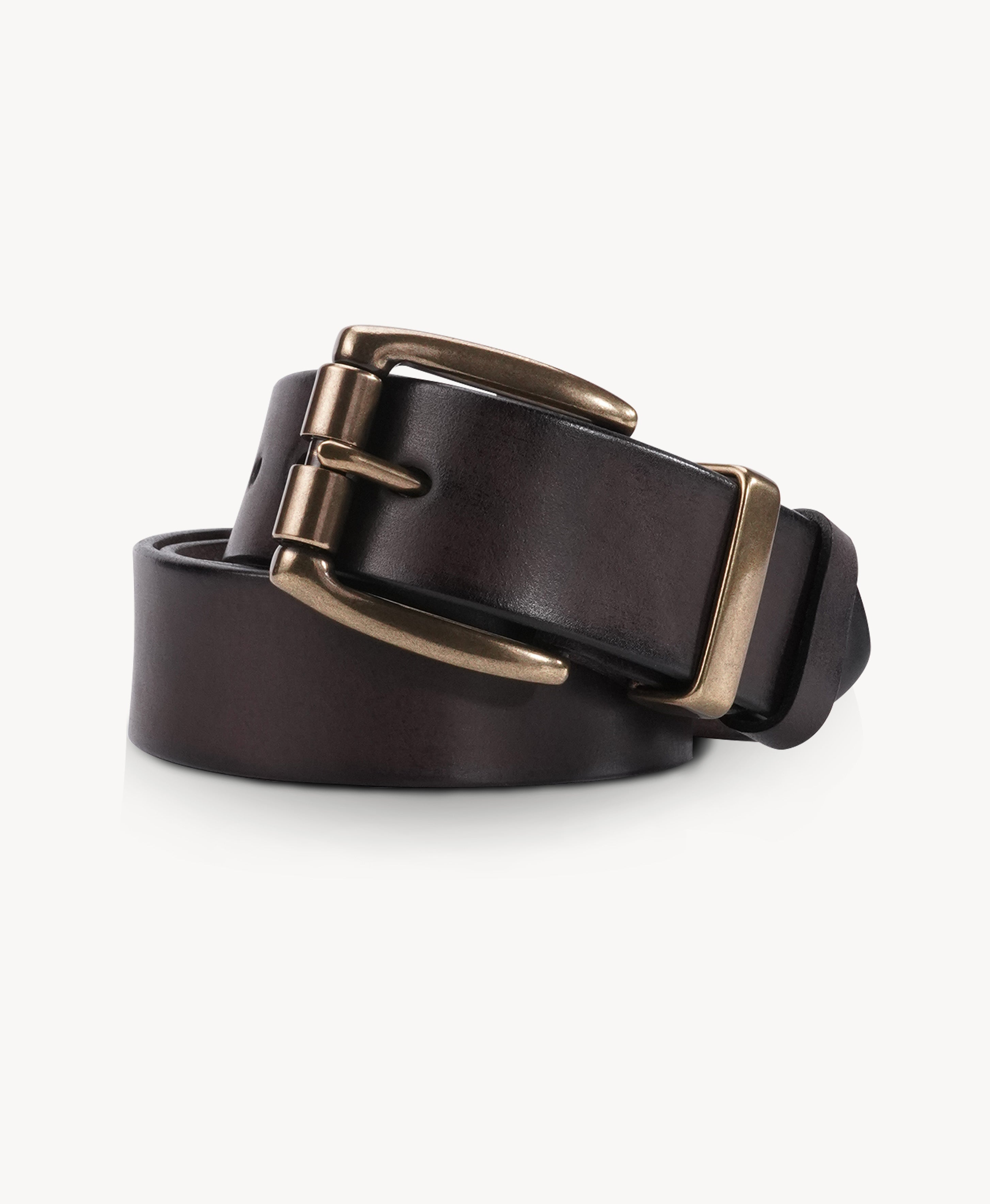 Handmade Cowhide Leather Belt - Brown - leather grain detail
