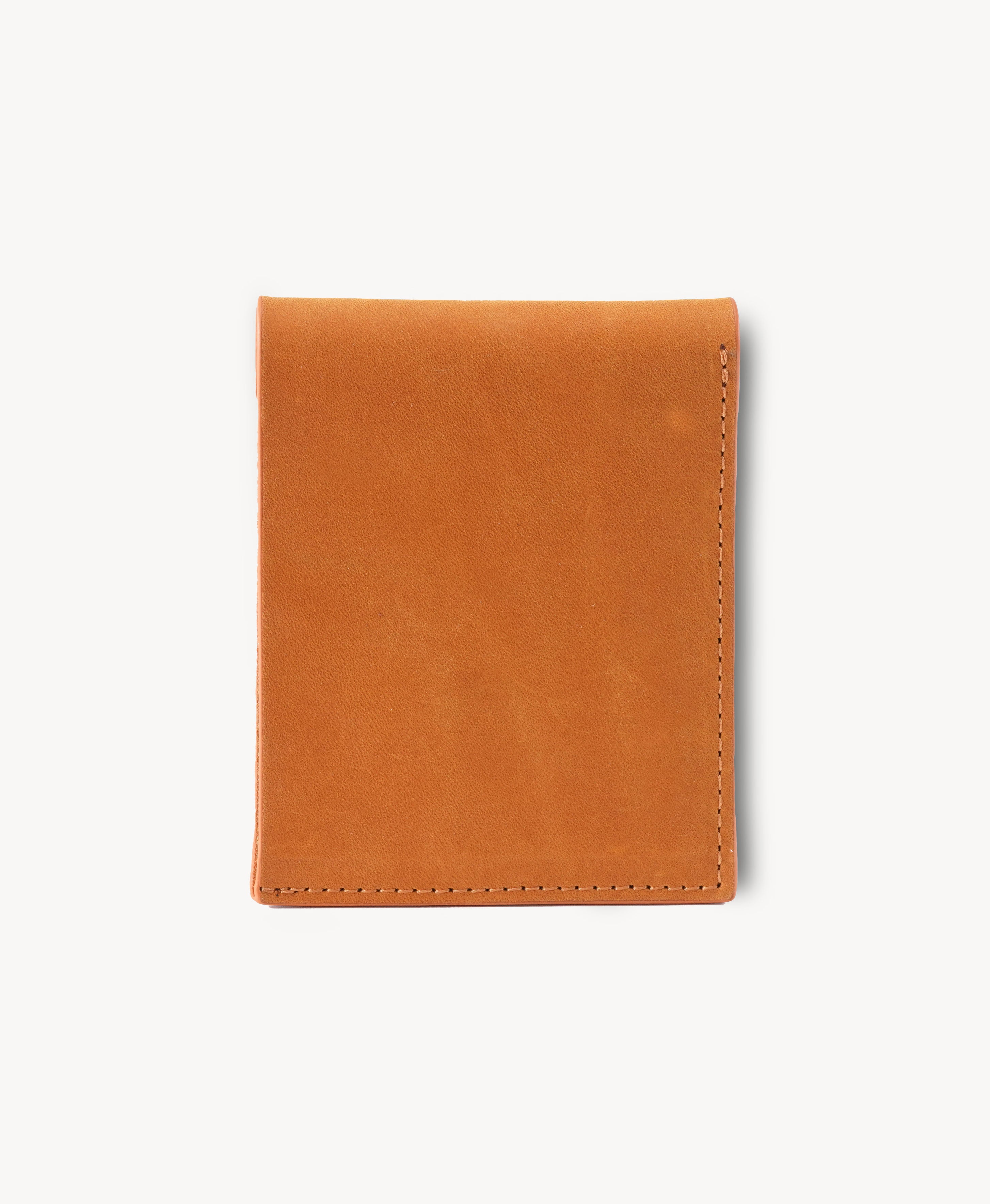 Honey Tan Crazy Horse Leather Vertical Bifold Wallet - back view