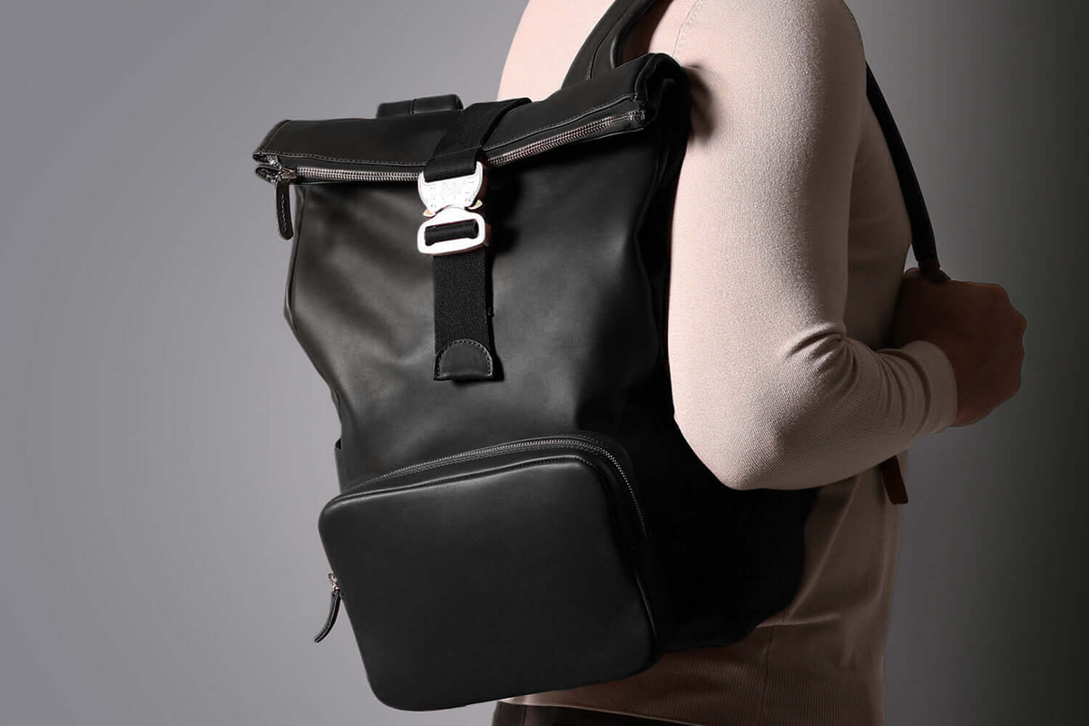 KAKAVY Leather Roll Top Backpack — product view 14