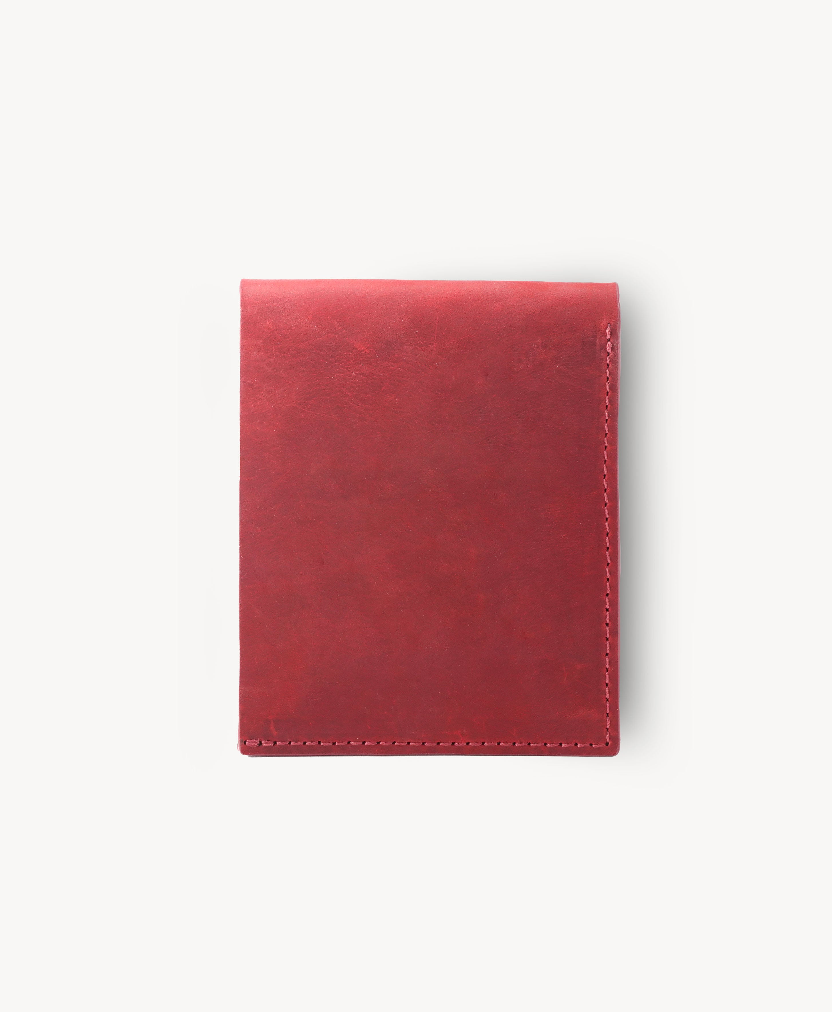 Red Crazy Horse Leather Vertical Bifold Wallet - back view