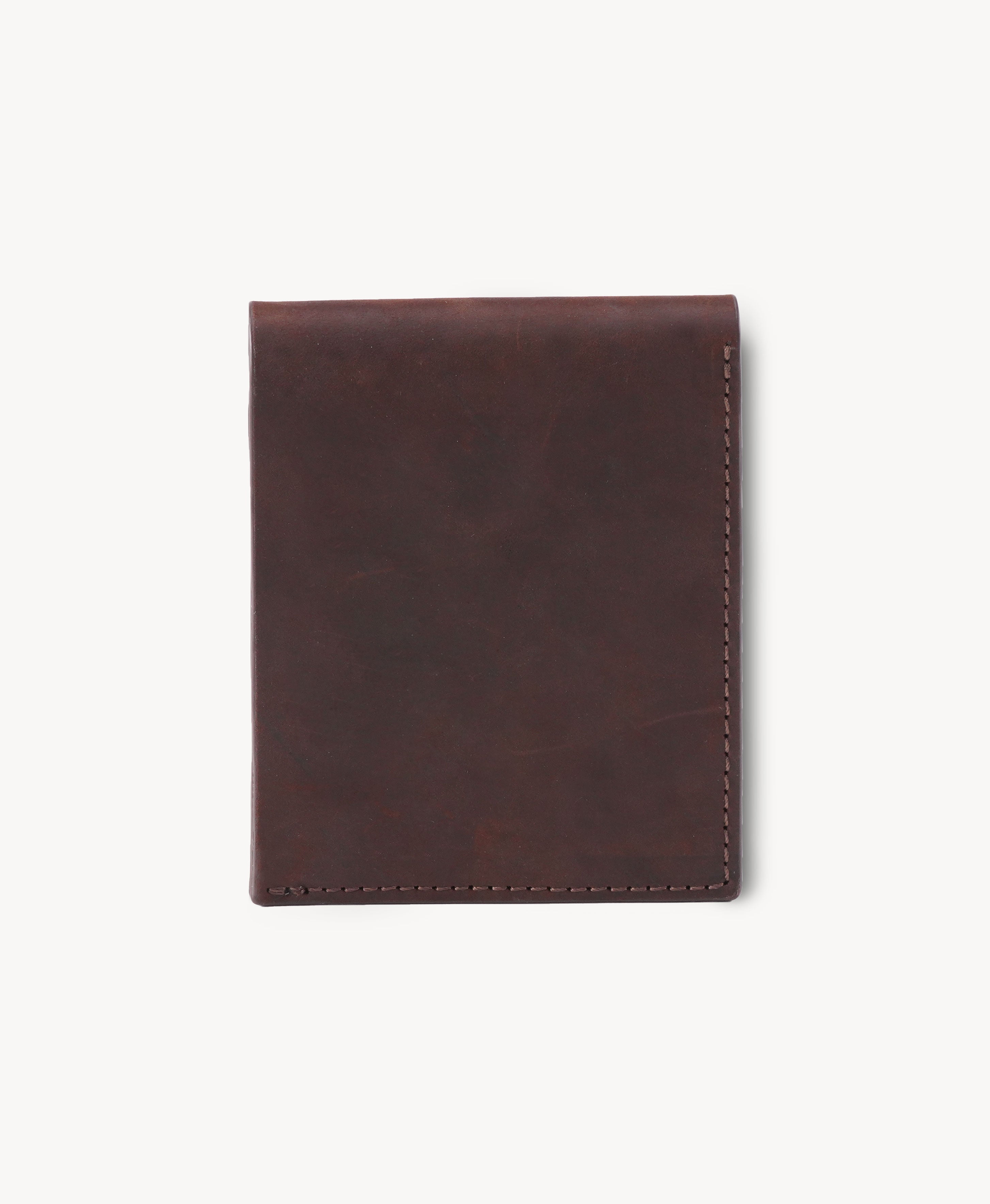 Vintage Brown Crazy Horse Leather Vertical Bifold Wallet - back view