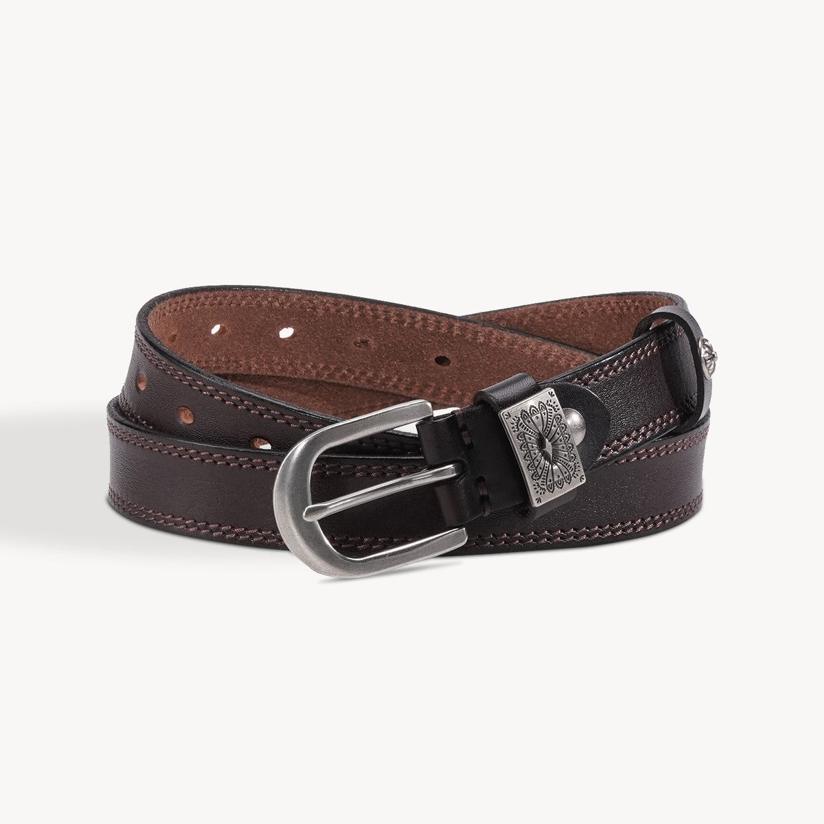 KAKAVY Western Oval Buckle Full-Grain Leather Belt - product view 1