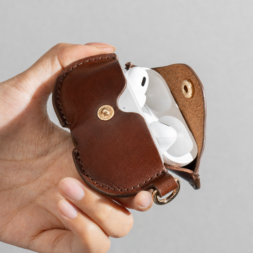 Espresso Brown Full Grain Leather AirPods Case